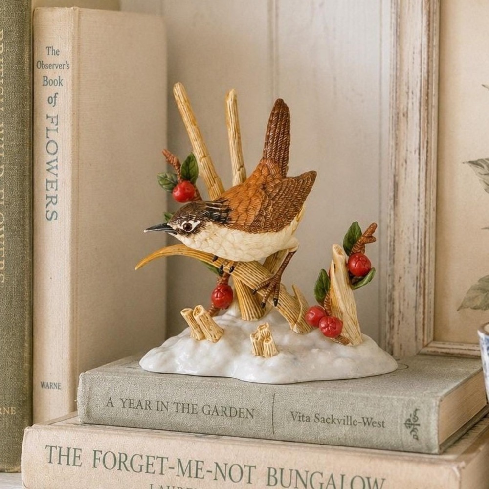 Lenox Marsh Wren Bird Figurine 1990 Fine Porcelain Garden Collection